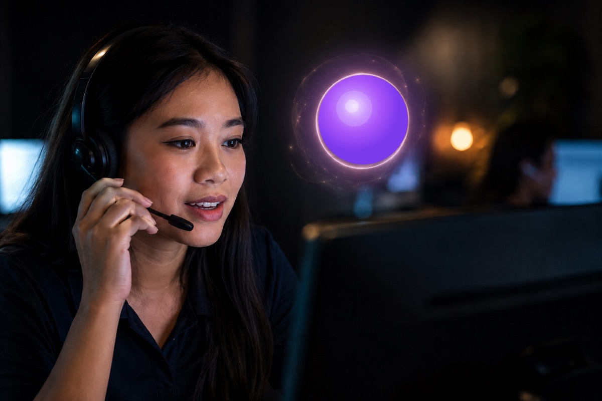 A sales rep on a live call with Cori listening